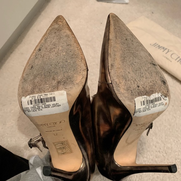 Jimmy Choo Metallic Leather Houry D’Orsay Pumps - Picture 7 of 11